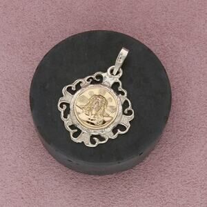 sterling silver vintage gold accent jesus christ pendant